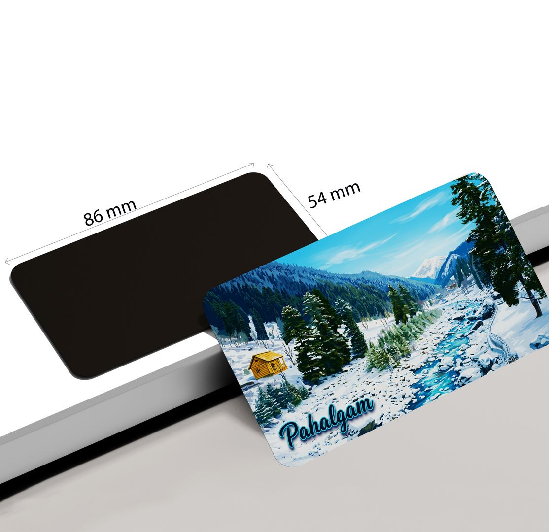 dhcrafts Multicolor Jammu and Kashmir Pahalgam Snow Design Rectangular Fridge Magnet Pack of 1 (8.6cm x 5.4cm)